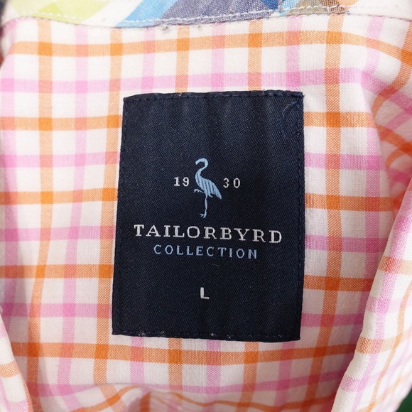 TAILORBYRD COLLECTION SHORT SLEEVE CHECK BUTTON DOWN SHIRT MENS SZ L LARGE - Picture 8 of 8